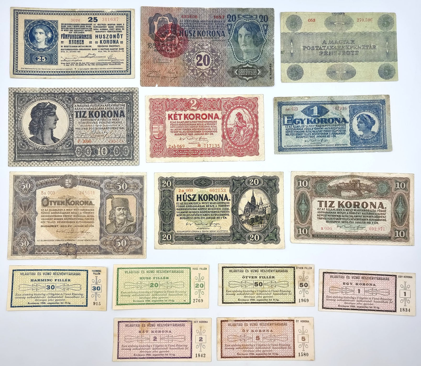 Austria, Węgry, banknoty, zestaw 54 sztuk